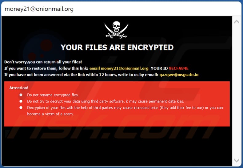 Xrom ransomware pop-up venster