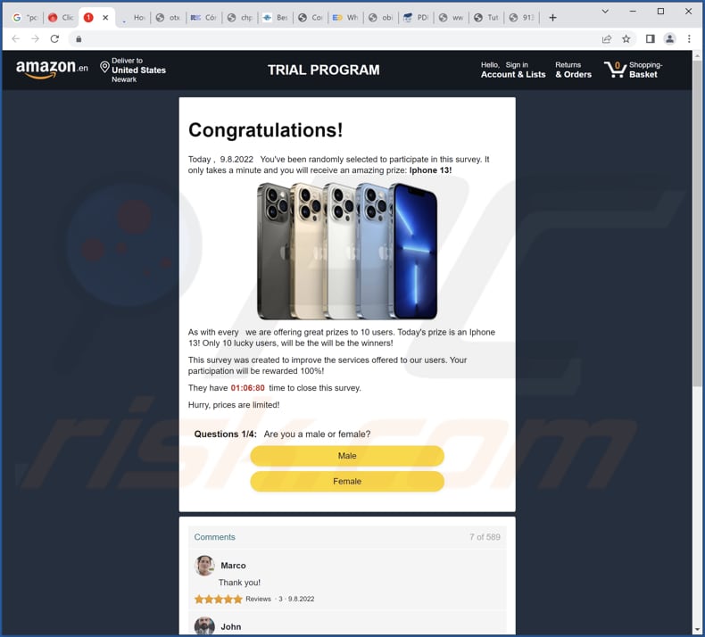 AMAZON TRIAL pop-up oplichterij