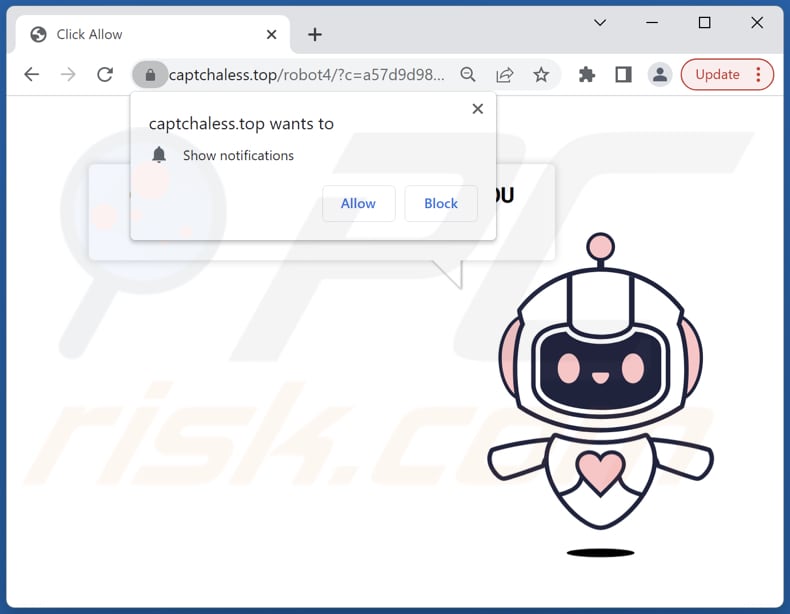 captchaless[.]top pop-up redirects