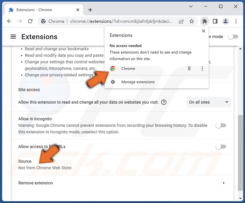 Fake Chrome extensie beschrijving