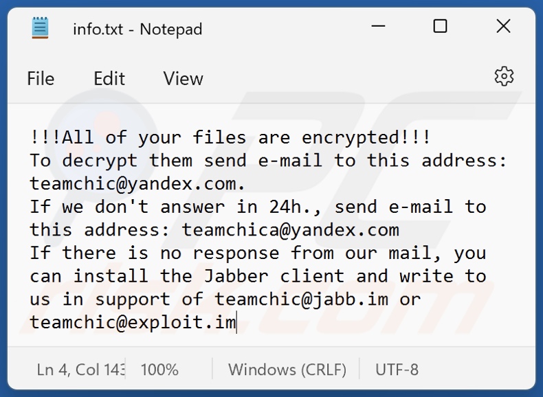FILE ransomware tekstbestand (info.txt)