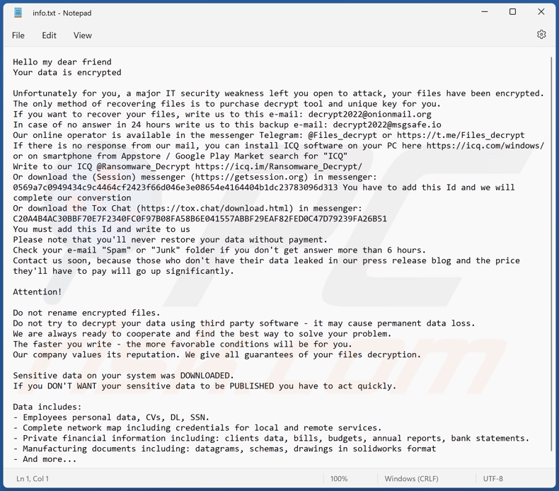 FLSCRYPT ransomware tekstbestand (info.txt)