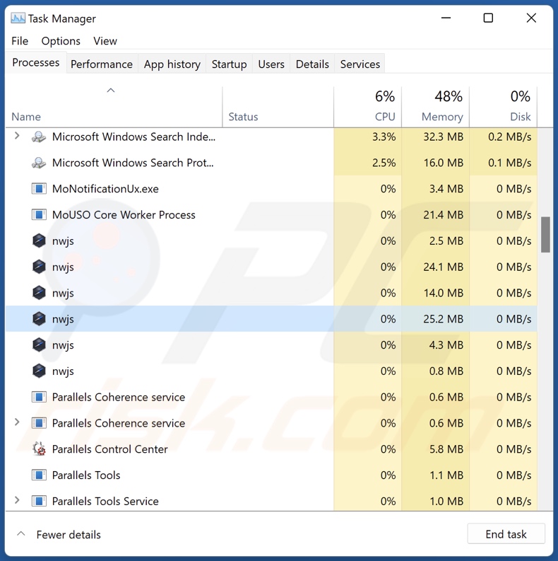 OpenSubtitles Uploader adware proces op Taakbeheer (nwjs - procesnaam)