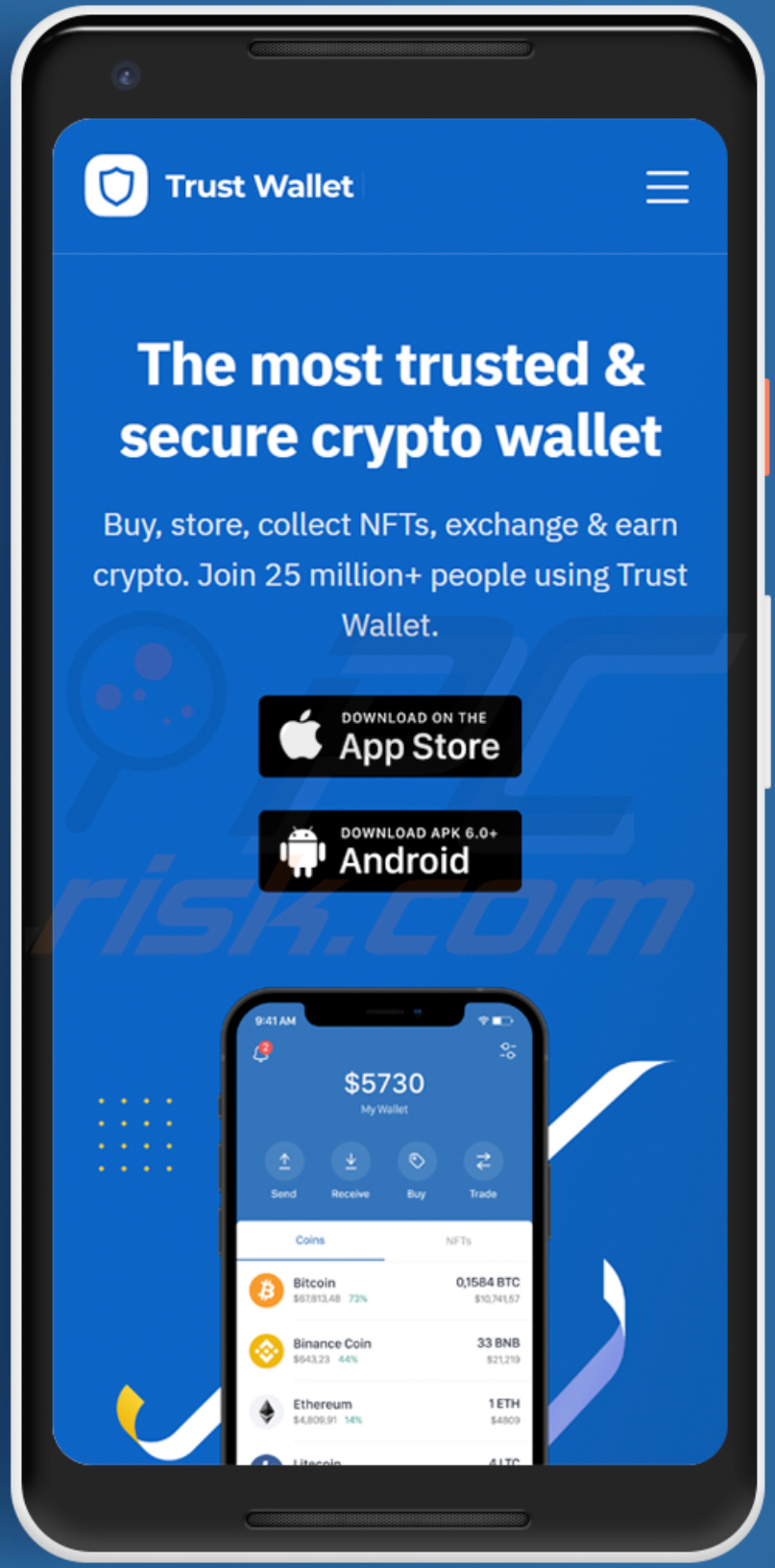 Mobiele website van valse Trust Wallet app website - trusstwallet.site