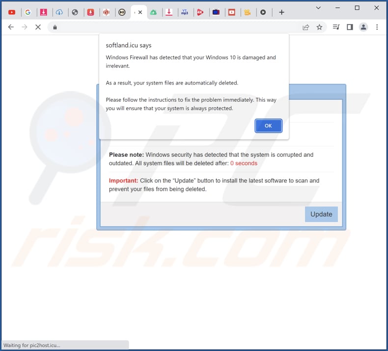 windows firewall has detected that your windows is damaged and irrelevant-pop-up-scam tweede pop-up bericht