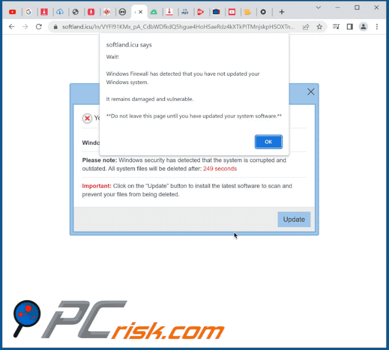 Appearance of Windows Firewall Has Detected That Your Windows Is Damaged And Irrelevant scam