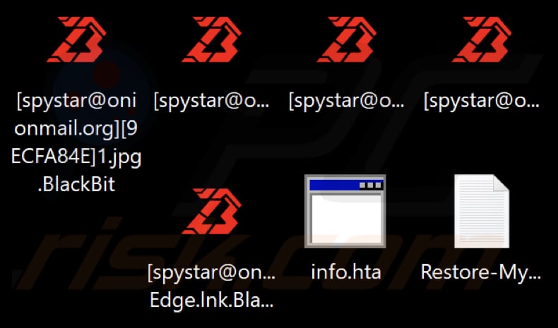 Files encrypted by BlackBit ransomware (.BlackBit extension)