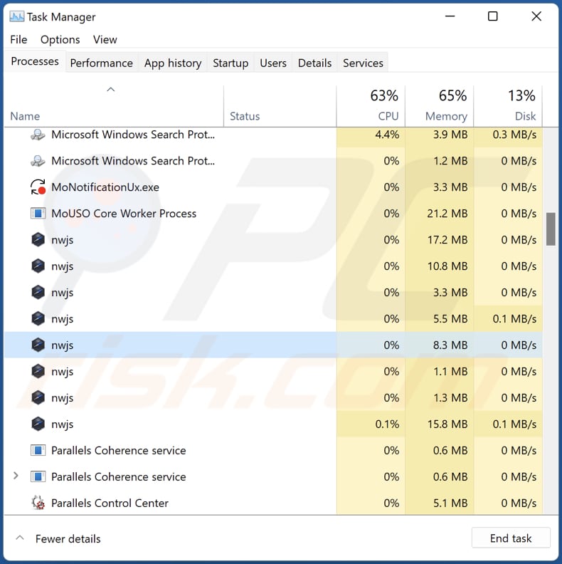 Gallery adware process in Windows Task Manager