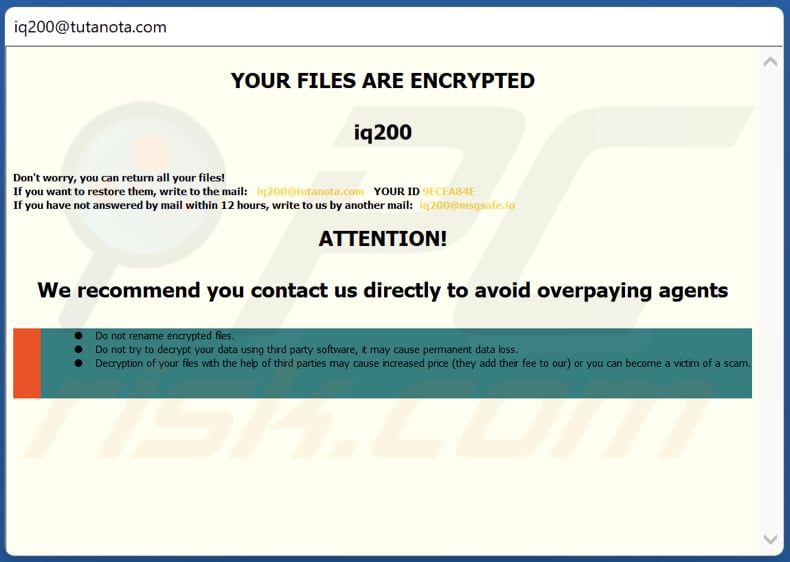 Iq20 ransomware pop-up venster