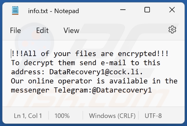 MLF ransomware tekstbestand (info.txt)