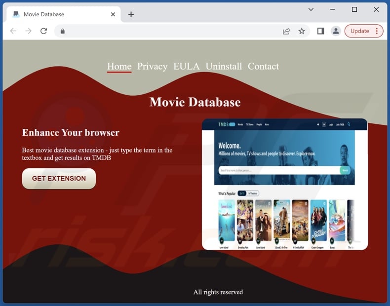 Website promoten Movie Database adware