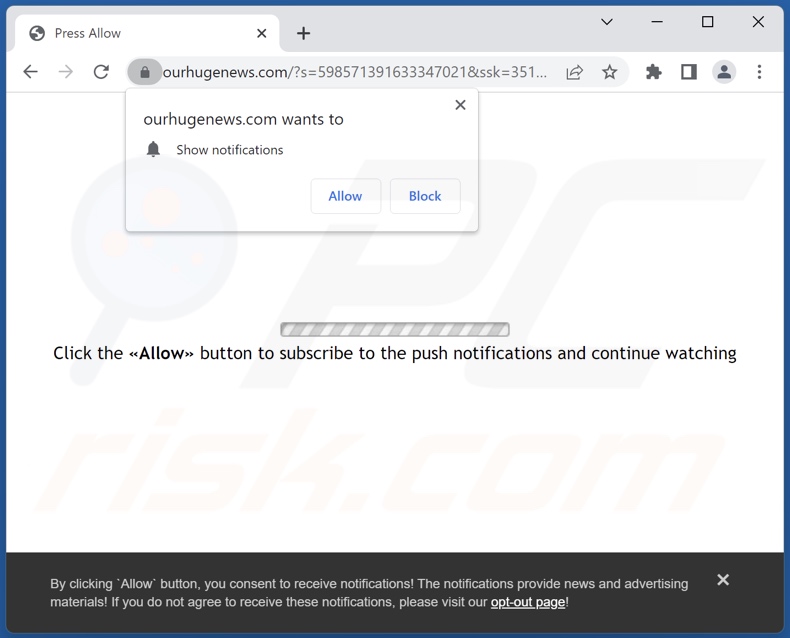 ourhugenews[.]com pop-up redirects