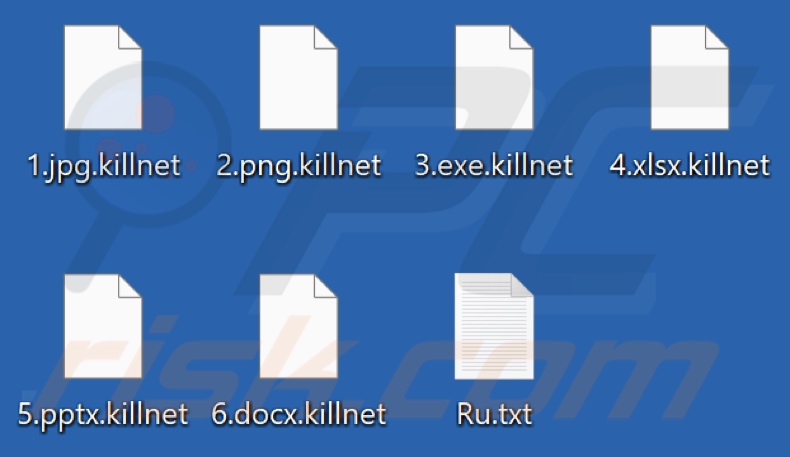 Files encrypted by Killnet ransomware (.killnet extension)