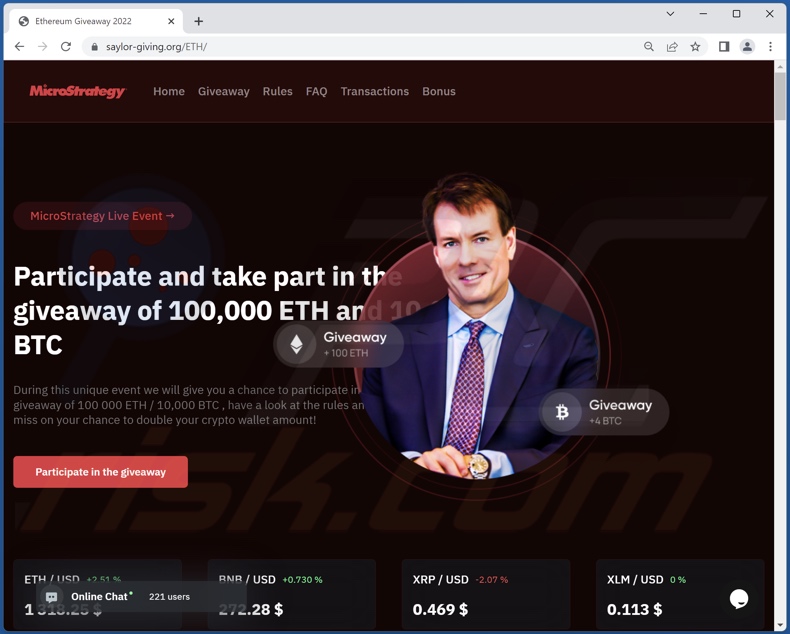 MicroStrategy Crypto Giveaway oplichterij