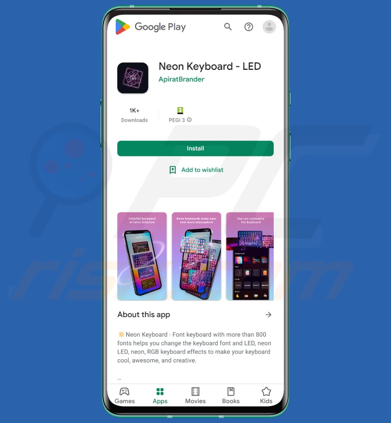 Autolycos malware getrojaniseerd Neon Keyboard - LED-app op Google Play