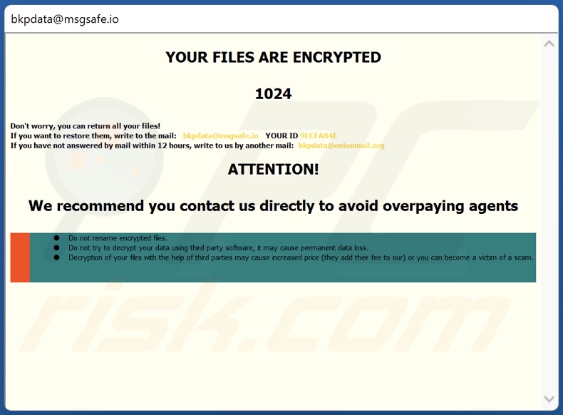 bDAT ransomware losgeld brief (pop-up)