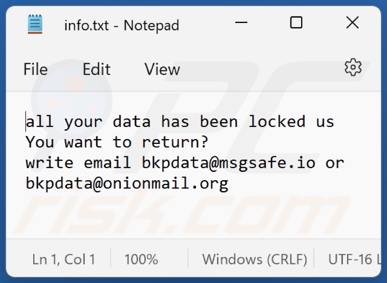 bDAT ransomware tekstbestand (info.txt)
