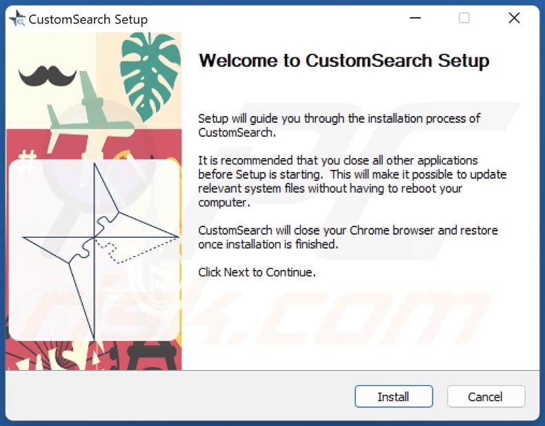 CustomSearch browser hijacker installatie opstelling