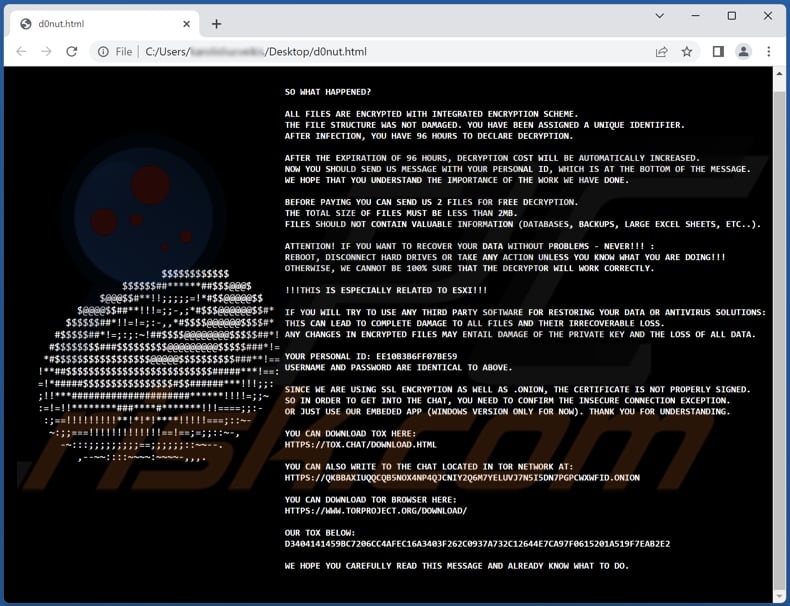 D0nut ransomware tekstbestand