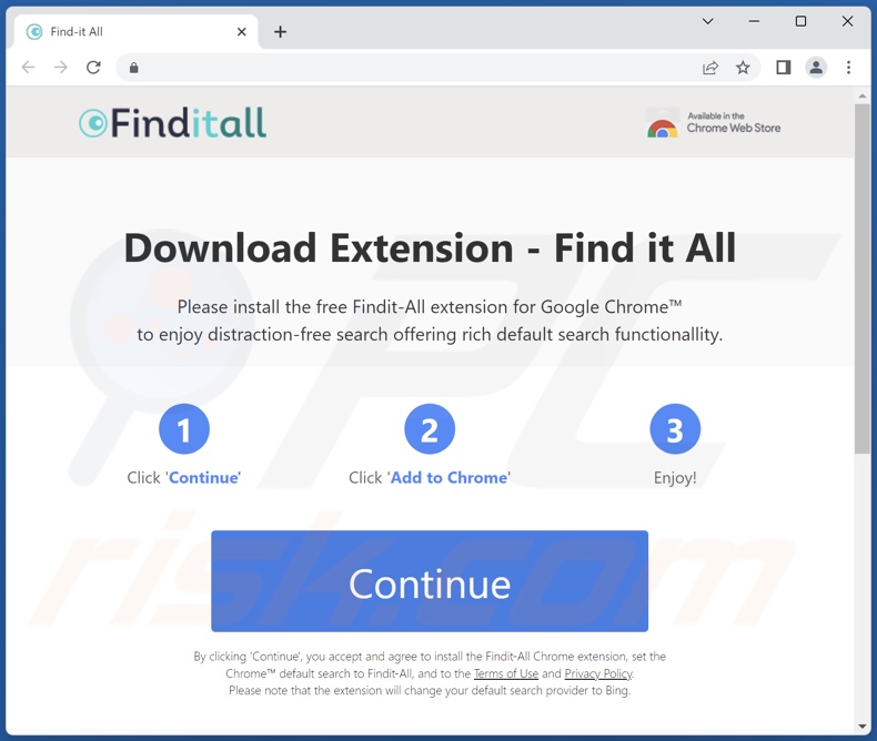 Website used to promote FindIt-All browser hijacker