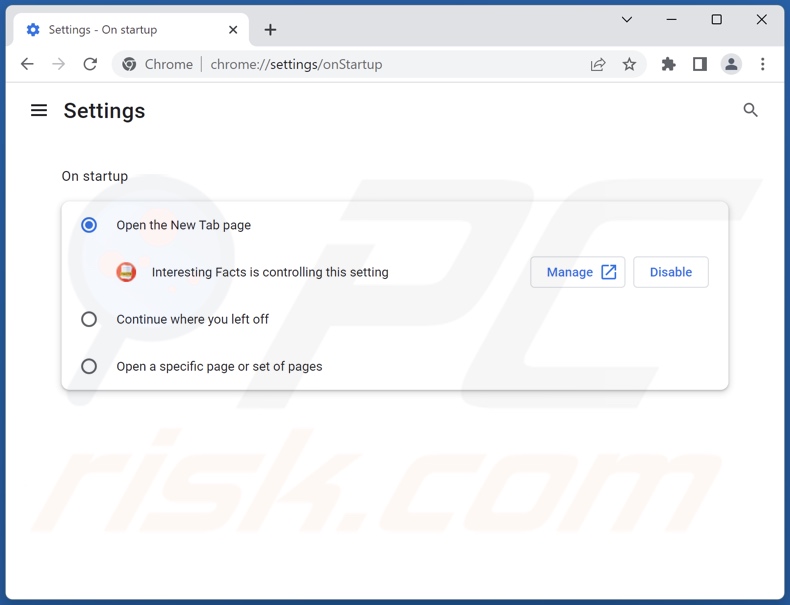 Search.interestfact.com verwijderen van de startpagina van Google Chrome