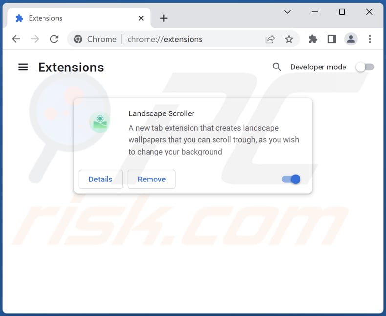 Aan search.landscapescroller.net gerelateerde Google Chrome-extensies verwijderen