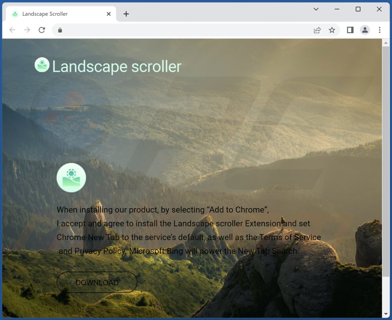 Tweede website gebruikt om Landscape te promoten Scroller browser hijacker