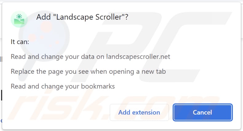 Landscape Scroller browser hijacker toestemming vragen