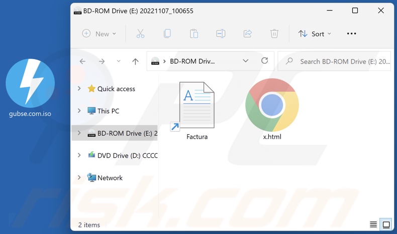 StrelaStealer malware ISO file contents