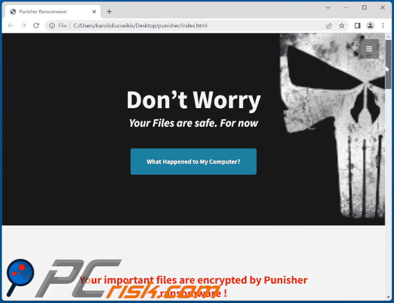 Team Punisher ransomware ransom note (HTML file) GIF