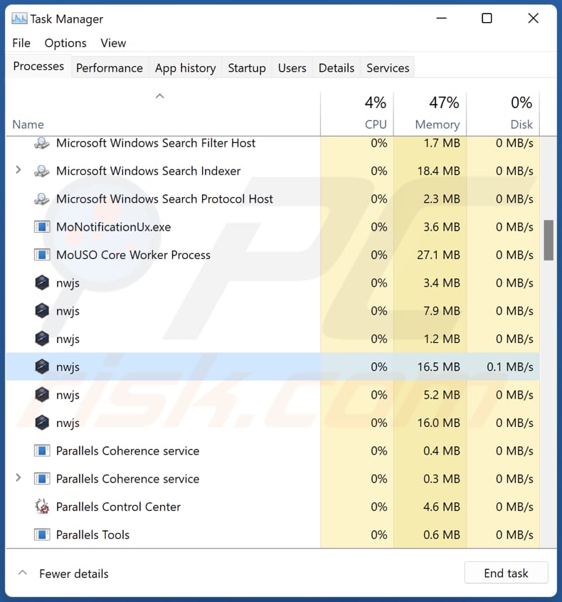 videos adware nwjs process in task manager
