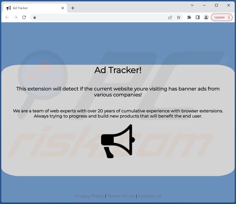 ads tracker adware promoting website