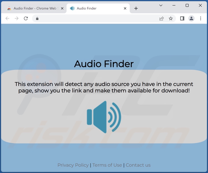 Website promoten Audio Finder adware