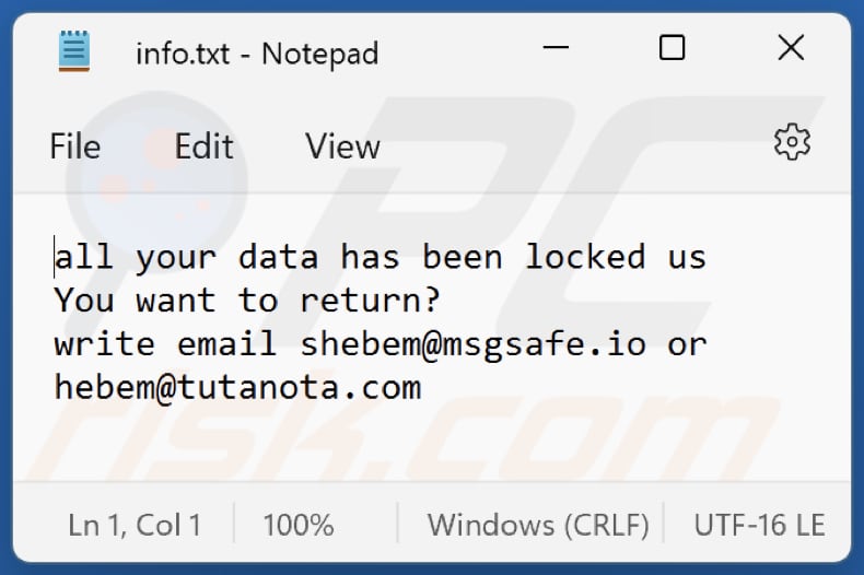 hebem ransomware tekstbestand (info.txt)