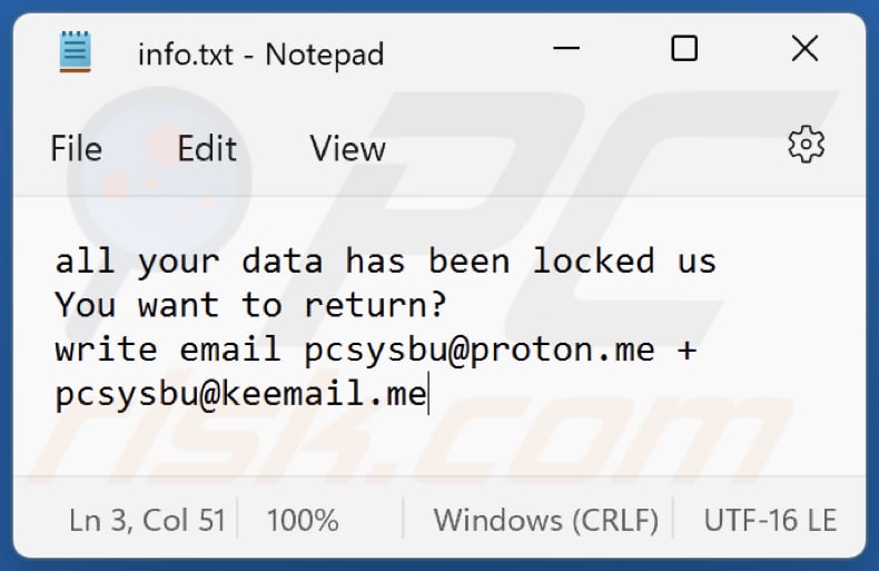 sbu ransomware text file (info.txt)