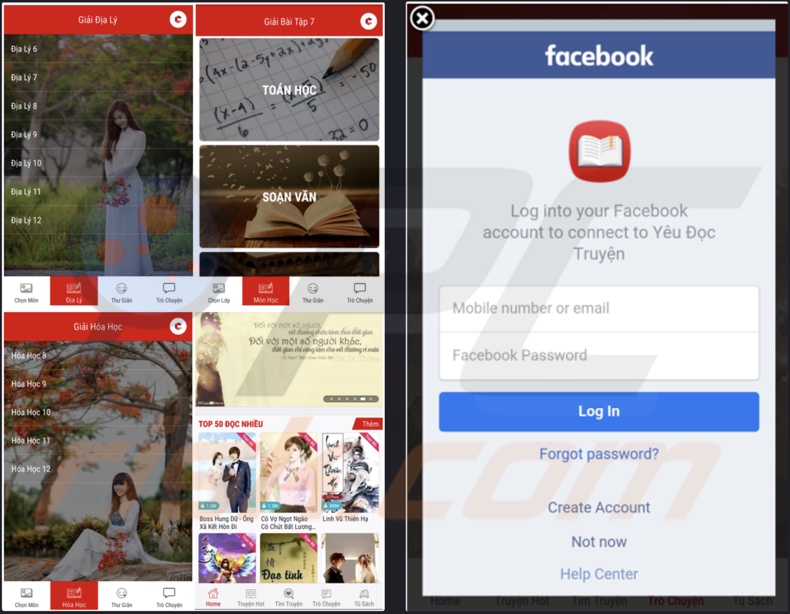 Schoolplein Bully kwaadaardige apps en Facebook-inlogprompt