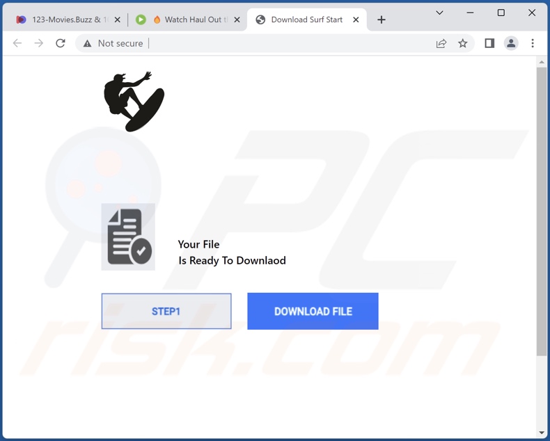 Deceptive website used to promote Surf Start browser hijacker
