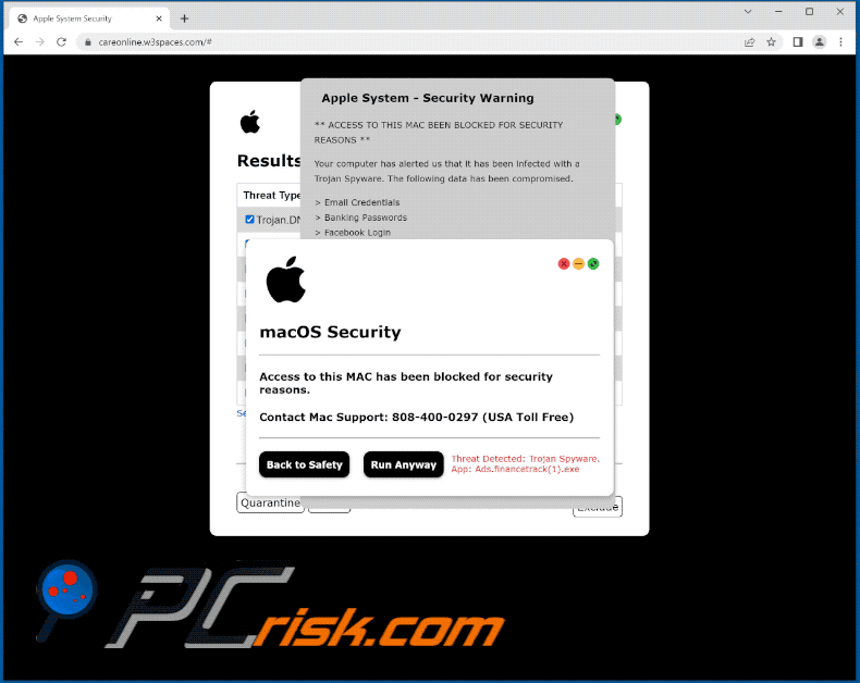Appearance of Access To This MAC Has Been Blocked scam