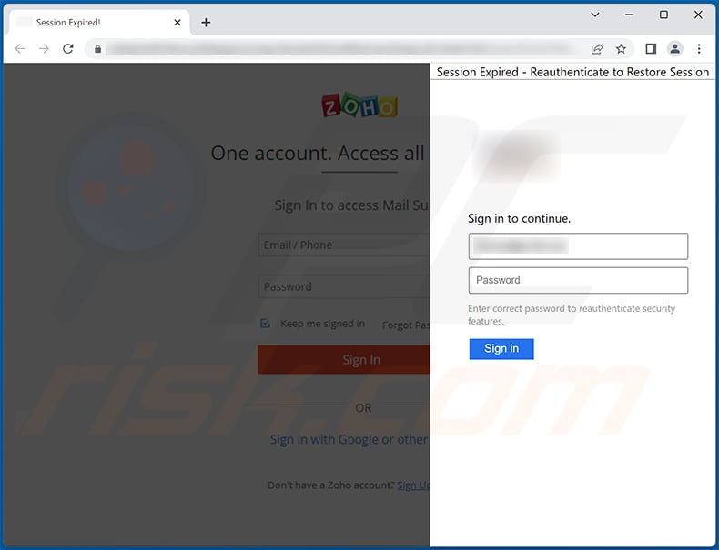 Phishing site promoted via Mail Delivery Failed email spam campaigne