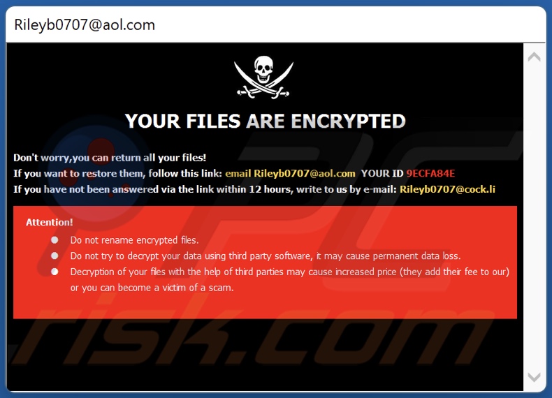 Nlb ransomware losgeldbrief (pop-up)