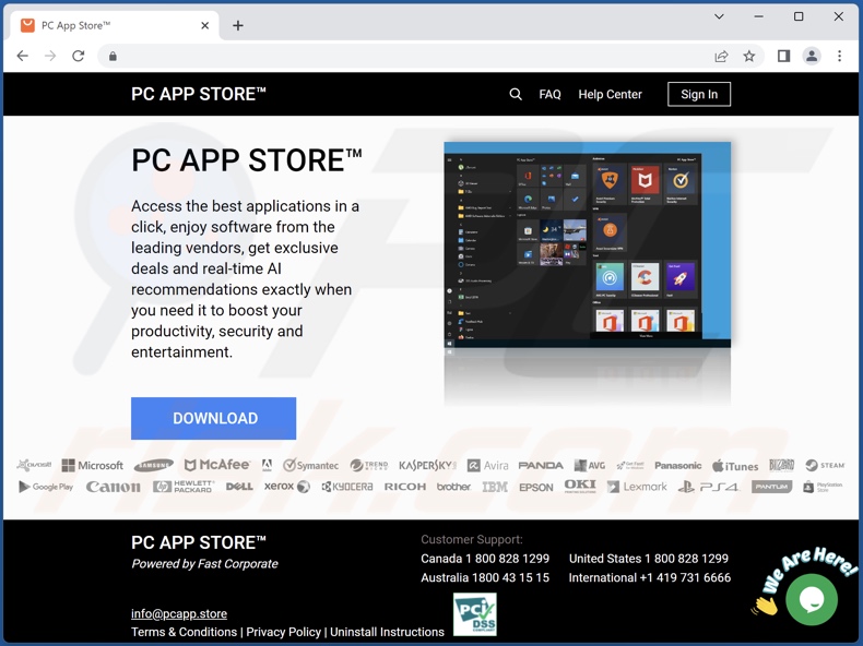 PC App Store adware website promoten