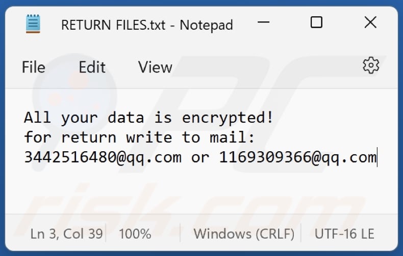 Pdf ransomware text file (RETURN FILES.txt)