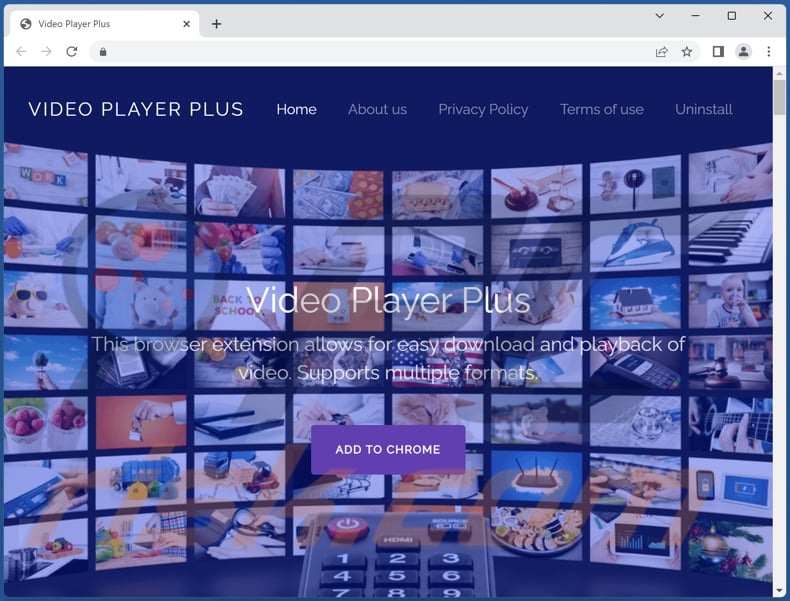 Video Player Plus adware promotionele website