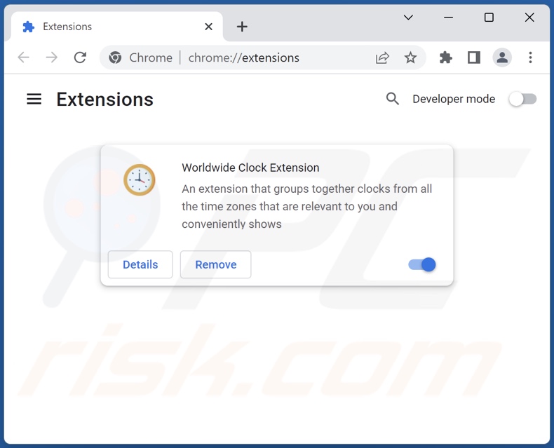 Aan search.worldwideclockextension.com gerelateerde Google Chrome-extensies verwijderen