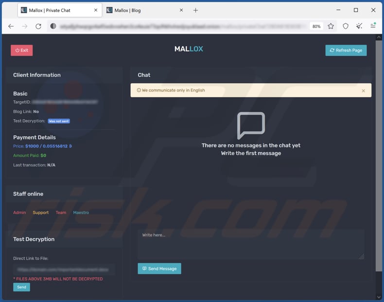 Xollam ransomware contactwebsite