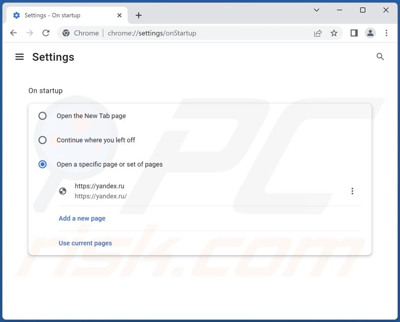 Yandex.ru verwijderen uit de startpagina van Google Chrome