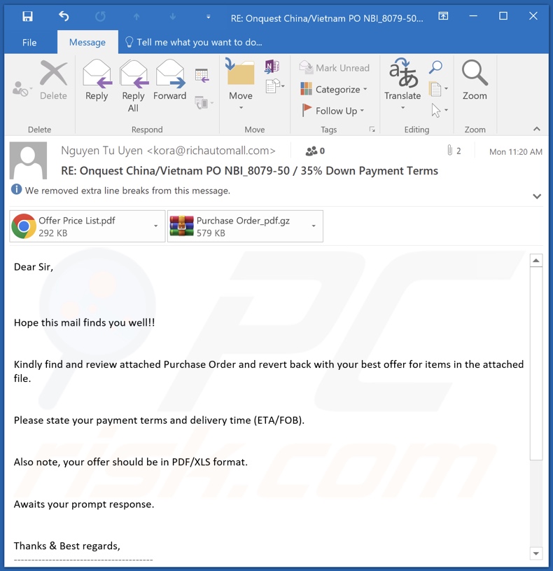Spam e-mail verspreidt zgRAT malware