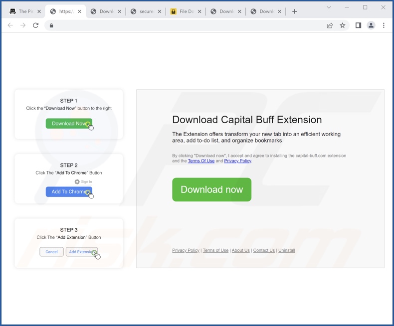 Website gebruikt om te promoten Capital Buff browser hijacker (steekproef 1)