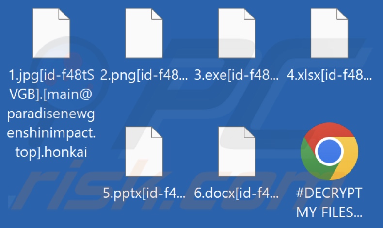 Bestanden versleuteld door Honkai (Paradise) ransomware (extensie .honkai)
