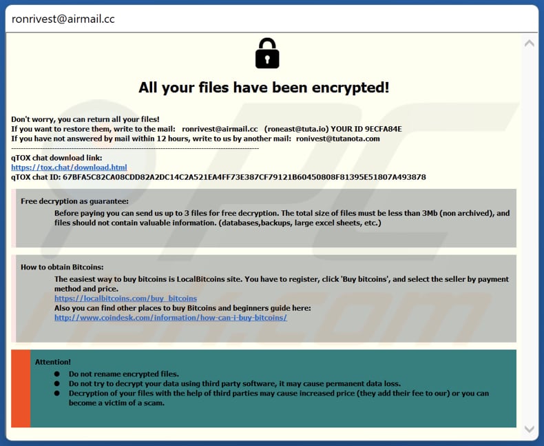 Jron ransomware pop-up venster